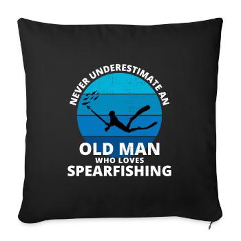 Pêche sous-marine Old Man Grand-père Fête des pères - Housse de coussin décorative 45 x 45 cm - noir - Devant