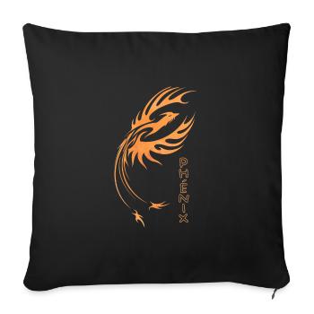 Phoenix, orangefarbener Feuervogel Logo Kunst - Sofakissenbezug 45 x 45 cm - Schwarz - Vorne