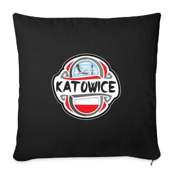 Katowice Poland Flag Badge Travel Souvenir Stamp - Sofa pillowcase 17,3'' x 17,3'' (45 x 45 cm) - black - Front