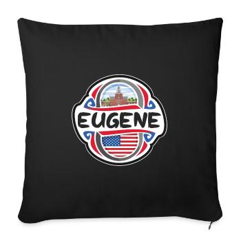 Eugene USA Drapeau des États-Unis Souvenir de voyage Badg - Housse de coussin décorative 45 x 45 cm - noir - Devant