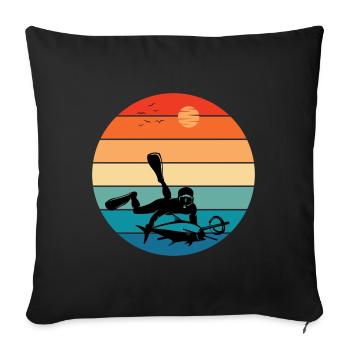 Chasse sous-marine Spearfisher Spearfisherman Vintage - Housse de coussin décorative 45 x 45 cm - noir - Devant