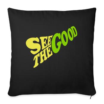 voir la bonne citation - Housse de coussin décorative 45 x 45 cm - noir - Devant