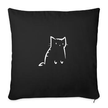 Drawing cute cat line art - Sofa pillowcase 17,3'' x 17,3'' (45 x 45 cm) - black - Front