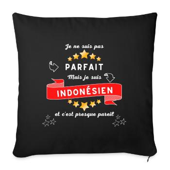 Je ne suis pas parfait mais je suis Indonésien - Housse de coussin décorative 45 x 45 cm - noir - Devant
