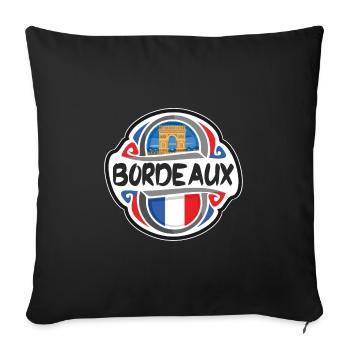 Bordeaux France Drapeau Badge Souvenir de Voyage Timbre Souvenir - Housse de coussin décorative 45 x 45 cm - noir - Devant