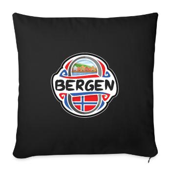 Bergen Norwegen Flagge Abzeichen Reise Souvenir Stempel - Sofakissenbezug 45 x 45 cm - Schwarz - Vorne