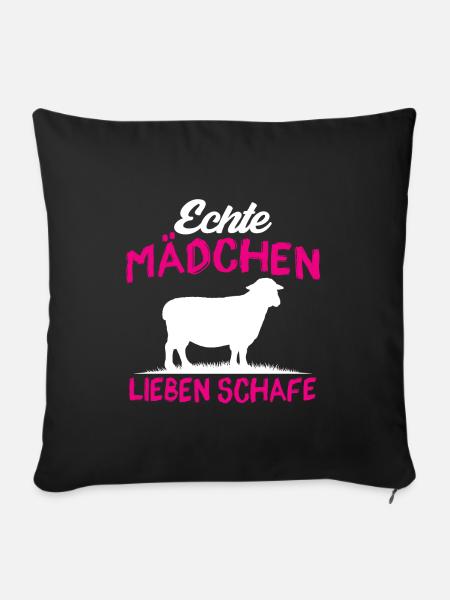Echte Mädchen lieben Schafe - Sofakissenbezug 45 x 45 cm - Schwarz
