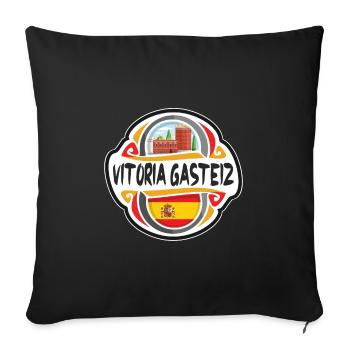 Vitoria Gasteiz Spain Flag Travel Souvenir Badge S - Sofa pillowcase 17,3'' x 17,3'' (45 x 45 cm) - black - Front