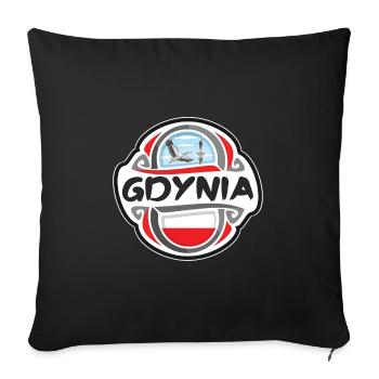 Gdynia Poland Flag Badge Travel Souvenir Stamp - Sofa pillowcase 17,3'' x 17,3'' (45 x 45 cm) - black - Front