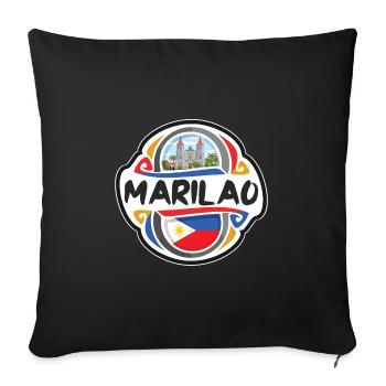 Marilao Philippines Drapeau Voyage Souvenir Badge Sta - Housse de coussin décorative 45 x 45 cm - noir - Devant