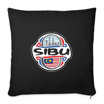 Sibu Malaisie Drapeau Badge Voyage Souvenir Timbre - Housse de coussin décorative 45 x 45 cm - noir - Devant