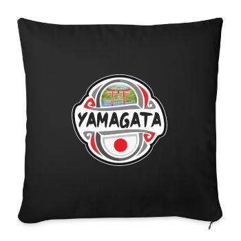 Yamagata Japan Flag Badge Travel Souvenir Stamp - Sofa pillowcase 17,3'' x 17,3'' (45 x 45 cm) - black - Front