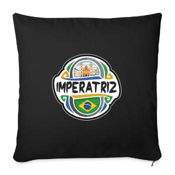 Imperatriz Brésil drapeau insigne voyage souvenir timbre - Housse de coussin décorative 45 x 45 cm - noir - Devant