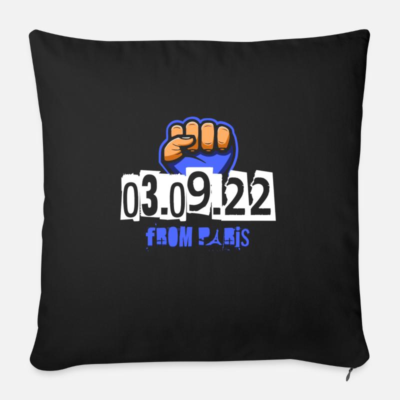 MMA 03.09.22 from Paris - Arts martiaux mixtes - Housse de coussin décorative 45 x 45 cm - noir