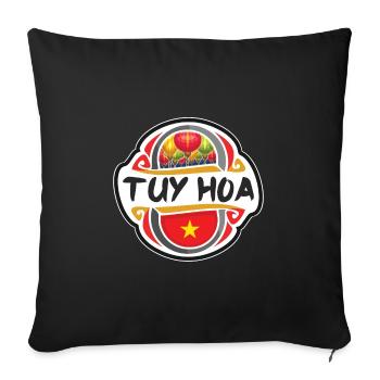 Tuy Hoa Vietnam drapeau insigne voyage souvenir timbre - Housse de coussin décorative 45 x 45 cm - noir - Devant