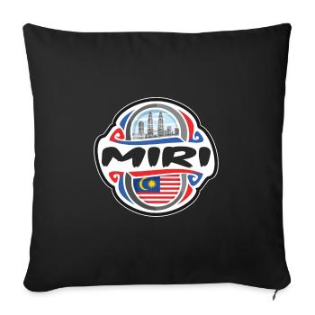 Miri Malaisie Drapeau Badge Souvenir de Voyage Timbre - Housse de coussin décorative 45 x 45 cm - noir - Devant