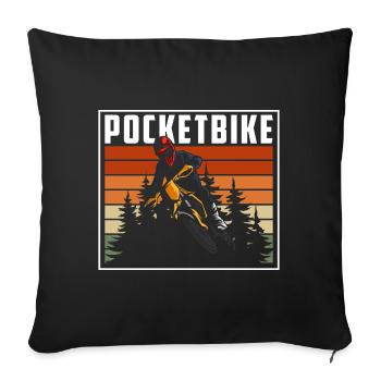 Pocketbike Biker Zweirad Matsch - Sofakissenbezug 45 x 45 cm - Schwarz - Vorne