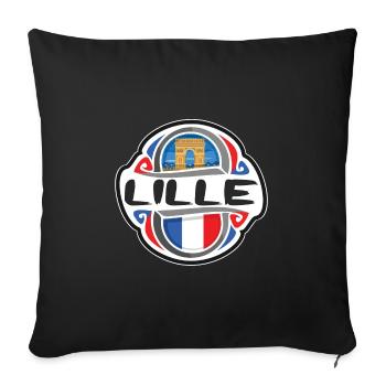 Lille France Drapeau Badge Voyage Souvenir Timbre - Housse de coussin décorative 45 x 45 cm - noir - Devant