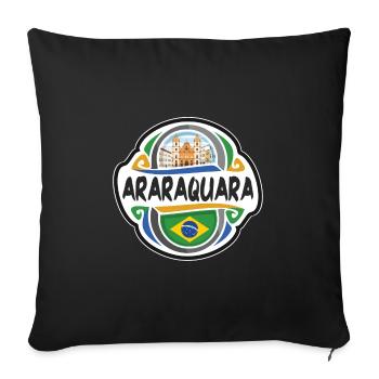 Araraquara Brésil drapeau insigne voyage souvenir timbre - Housse de coussin décorative 45 x 45 cm - noir - Devant
