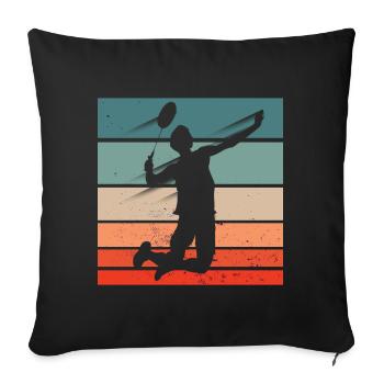 Badminton Player Jump Smash - Sofa pillowcase 17,3'' x 17,3'' (45 x 45 cm) - black - Front