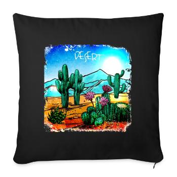 Cacti in a desert landscape - Sofa pillowcase 17,3'' x 17,3'' (45 x 45 cm) - black - Front