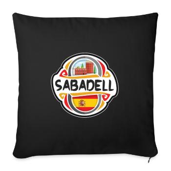 Sabadell Spain Flag Badge Travel Souvenir Stamp - Sofa pillowcase 17,3'' x 17,3'' (45 x 45 cm) - black - Front