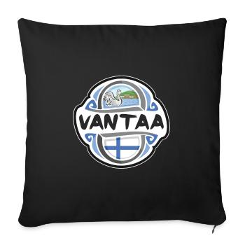 Vantaa Finland Flag Badge Travel Souvenir Stamp - Sofa pillowcase 17,3'' x 17,3'' (45 x 45 cm) - black - Front