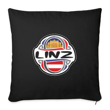 Linz Austria Flag Badge Travel Souvenir Stamp - Sofa pillowcase 17,3'' x 17,3'' (45 x 45 cm) - black - Front