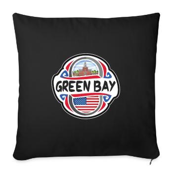 Green Bay USA United States Flag Travel Souvenir B - Sofa pillowcase 17,3'' x 17,3'' (45 x 45 cm) - black - Front