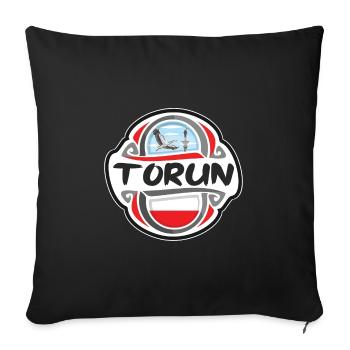 Torun Poland Flag Badge Travel Souvenir Stamp - Sofa pillowcase 17,3'' x 17,3'' (45 x 45 cm) - black - Front