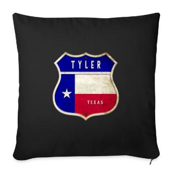 Drapeaux à écusson Tyler Texas - Housse de coussin décorative 45 x 45 cm - noir - Devant
