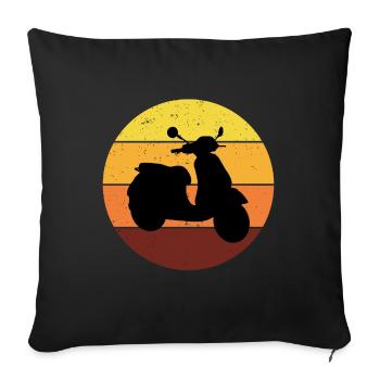 Roller Fahrer Roller Motorrad Vintage Retro - Sofakissenbezug 45 x 45 cm - Schwarz - Vorne