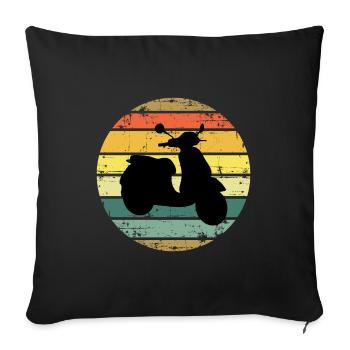 Roller Fahrer Roller Motorrad Vintage Retro - Sofakissenbezug 45 x 45 cm - Schwarz - Vorne