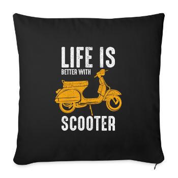 Roller Fahrer Scootering Motorrad Moped Lustig - Sofakissenbezug 45 x 45 cm - Schwarz - Vorne