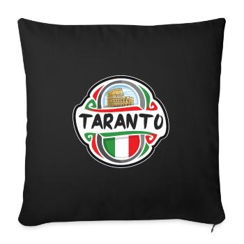 Tarente Italie Drapeau Badge Voyage Souvenir Timbre - Housse de coussin décorative 45 x 45 cm - noir - Devant