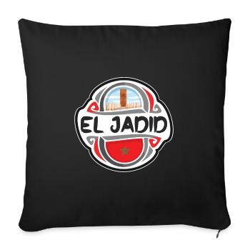 El Jadid Maroc Drapeau Badge Voyage Souvenir Timbre - Housse de coussin décorative 45 x 45 cm - noir - Devant