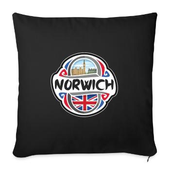 Norwich UK United Kingdom Flag Travel Souvenir Bad - Sofa pillowcase 17,3'' x 17,3'' (45 x 45 cm) - black - Front