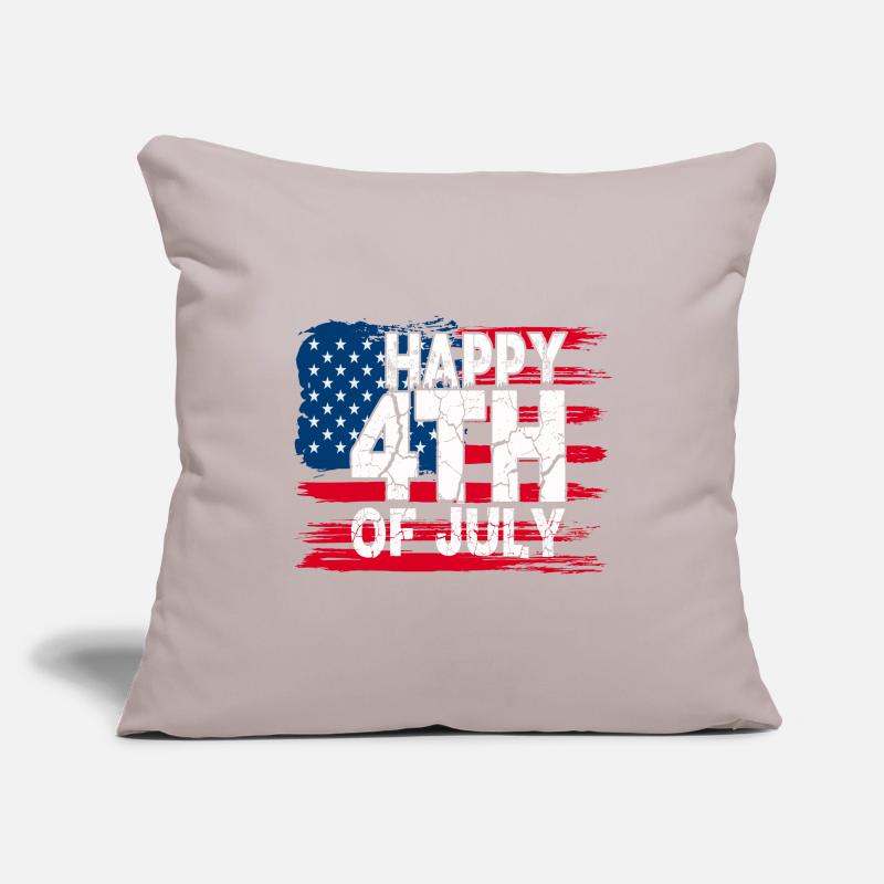 Joyeux 4 juillet avec le drapeau américain Housse de coussin décorative 45 x 45 cm