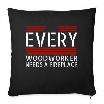 apprenti bûcheron en menuiserie - Housse de coussin décorative 45 x 45 cm - noir - Devant