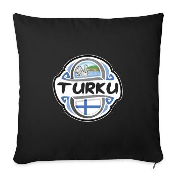 Turku Finland Flag Badge Travel Souvenir Stamp - Sofa pillowcase 17,3'' x 17,3'' (45 x 45 cm) - black - Front