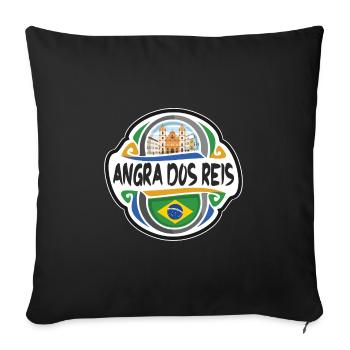 Angra dos Reis Brazil Flag Travel Souvenir Badge S - Sofa pillowcase 17,3'' x 17,3'' (45 x 45 cm) - black - Front