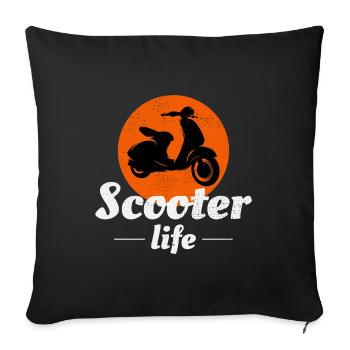 Roller Fahrer Scootering Motorrad Moped Bike - Sofakissenbezug 45 x 45 cm - Schwarz - Vorne