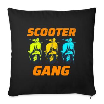 Roller Fahrer Gang Scootering Motorrad Moped Bike - Sofakissenbezug 45 x 45 cm - Schwarz - Vorne