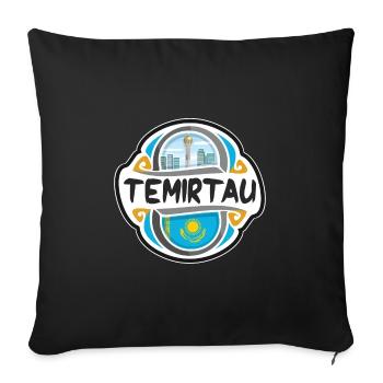 Temirtau Kazakhstan Drapeau Voyage Souvenir Badge Sta - Housse de coussin décorative 45 x 45 cm - noir - Devant