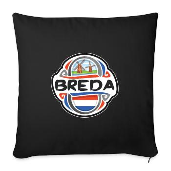 Breda Netherlands Flag Badge Travel Souvenir Stamp - Sofa pillowcase 17,3'' x 17,3'' (45 x 45 cm) - black - Front