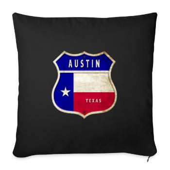 Drapeaux à écusson Austin Texas - Housse de coussin décorative 45 x 45 cm - noir - Devant