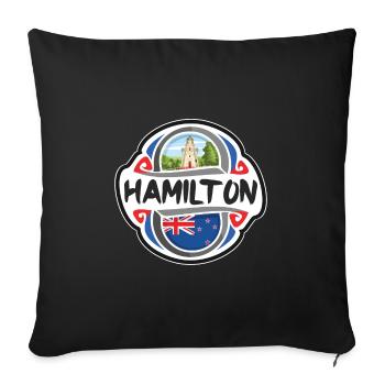 Hamilton Drapeau de la Nouvelle-Zélande Voyage Souvenir Badge St - Housse de coussin décorative 45 x 45 cm - noir - Devant