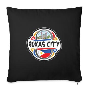 Roxas City Philippines Drapeau Voyage Souvenir Badge - Housse de coussin décorative 45 x 45 cm - noir - Devant