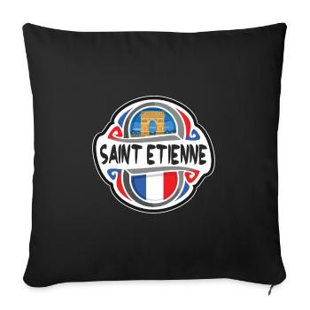 Saint Etienne France Flag Travel Souvenir Badge St - Sofa pillowcase 17,3'' x 17,3'' (45 x 45 cm) - black - Front