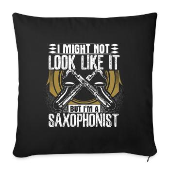 Saxophone Blues - Housse de coussin décorative 45 x 45 cm - noir - Devant